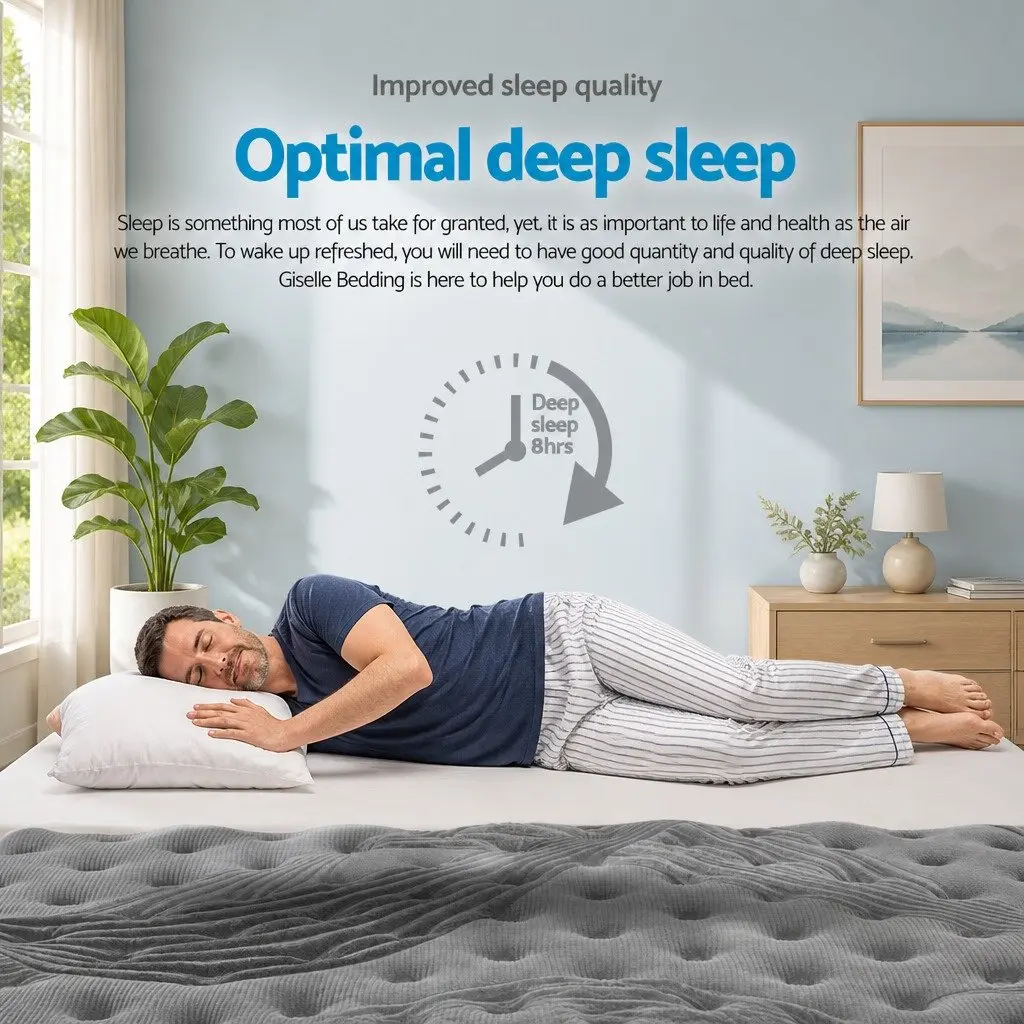 King Single Mattress 34cm Medium-Firm Euro Top Pocket Spring Bed Grey