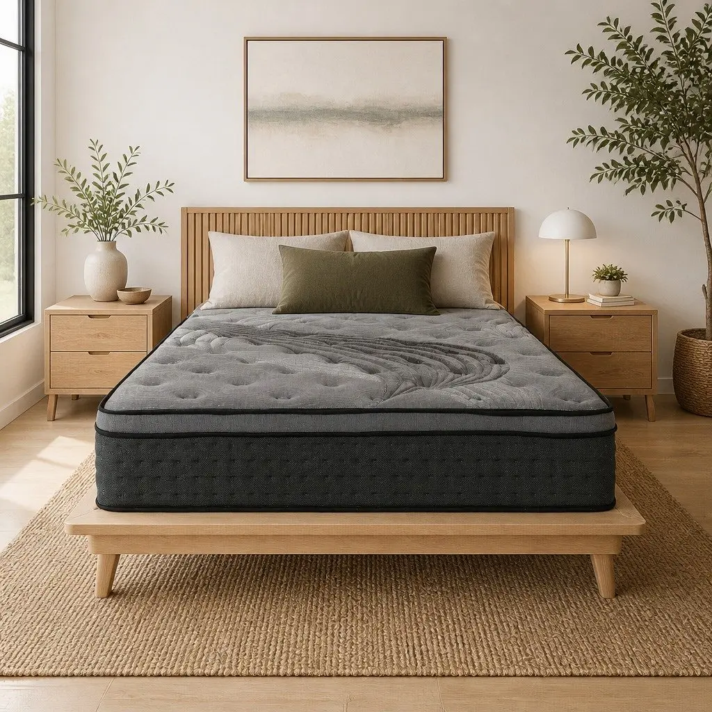 Queen Mattress Medium-Firm Support 34cm Bamboo Charcoal Pocket Spring Euro Top