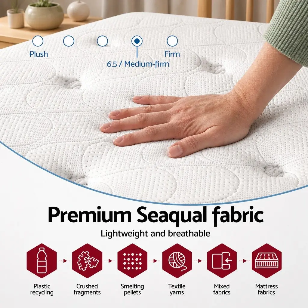 Double Mattress Gel Memory Foam Pocket Spring Euro Top 30cm Medium Firm Grey
