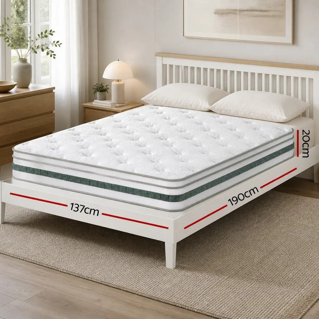 Double Mattress Euro Top 20cm Foam Pocket Spring Medium Firm Support