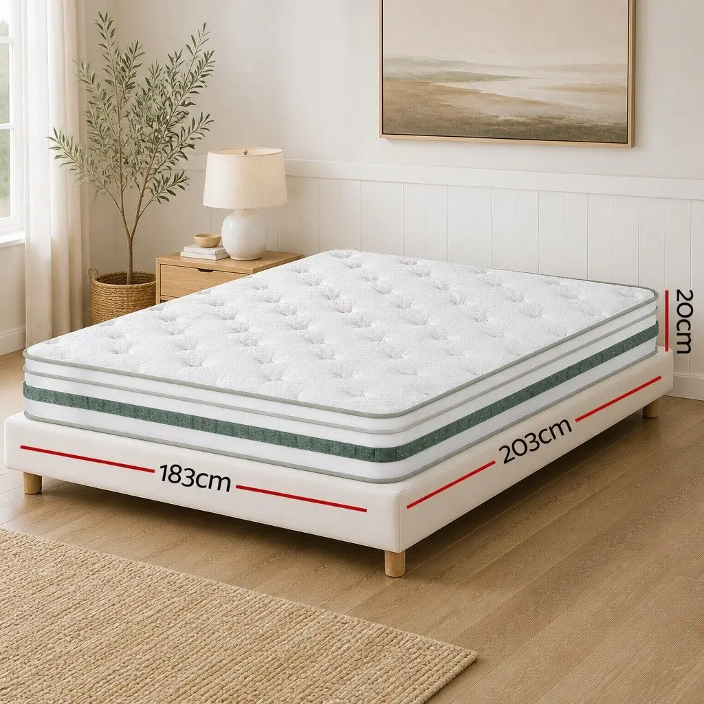 King Size Mattress Euro Top 20cm Green Tea Foam Medium Firm