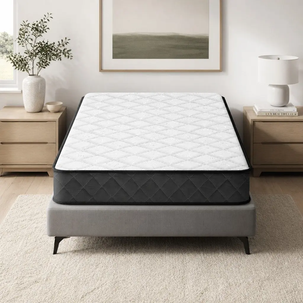 King Single Bonnell Spring Medium Firm Quilted Mattress 16cm White