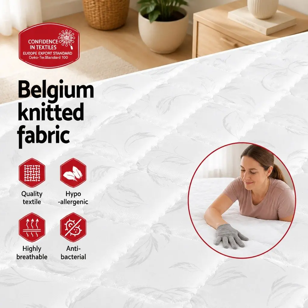 King Single Bonnell Spring Medium Firm Quilted Mattress 16cm White