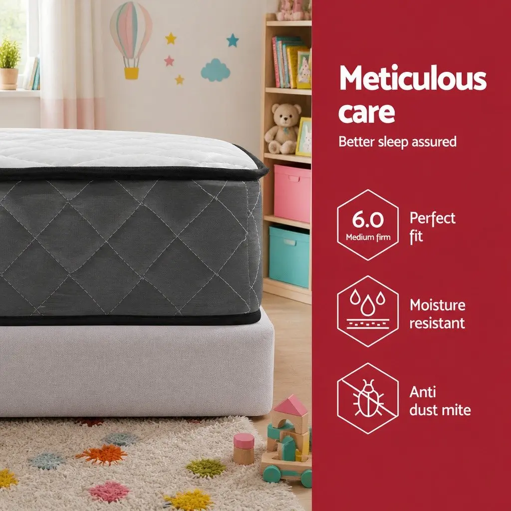 Single Mattress Bonnell Spring 16cm Medium Firm Support Breathable