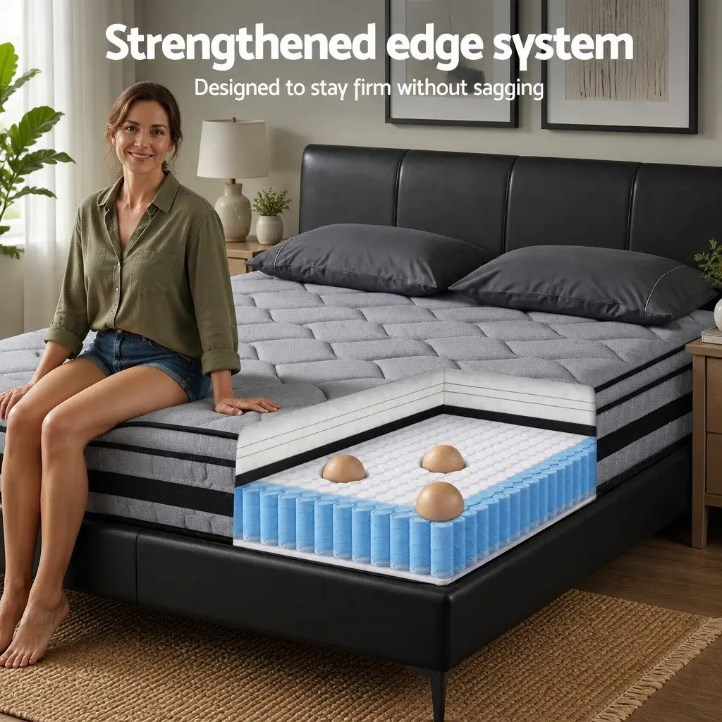 King Size Hybrid Mattress Euro Top 34cm Medium Firm Support