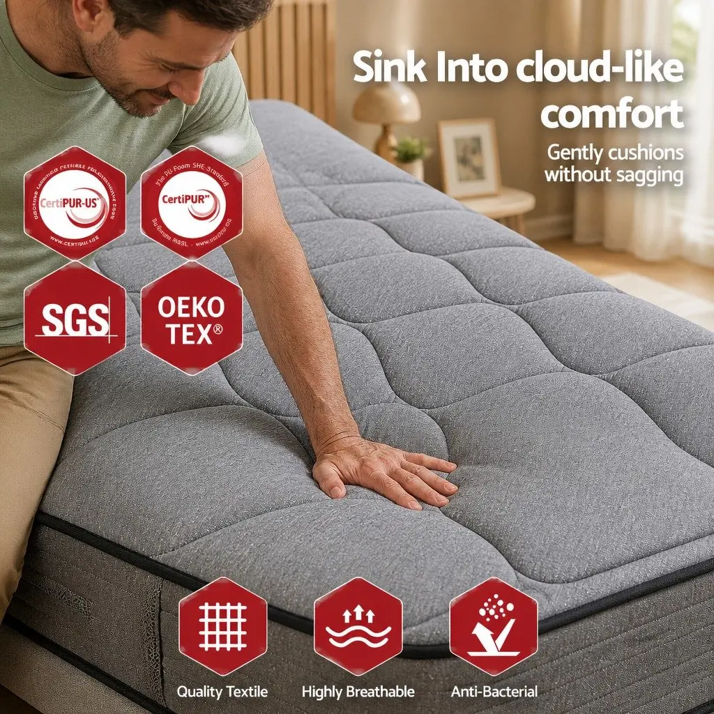 King Size Hybrid Mattress Euro Top 34cm Medium Firm Support