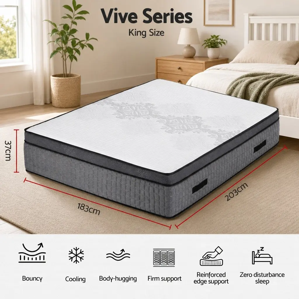 King Size Mattress Dual-Zone Flippable 37cm Adjustable Firmness Cooling Gel