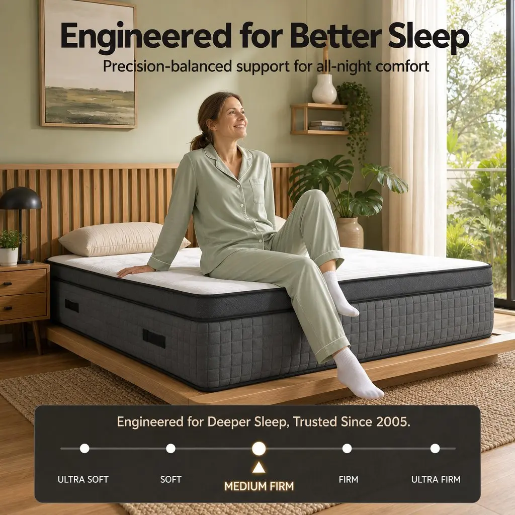 King Size Mattress Dual-Zone Flippable 37cm Adjustable Firmness Cooling Gel