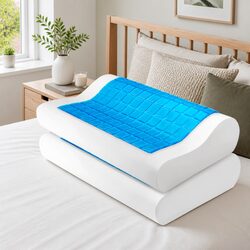 Memory Foam Contour Pillow Twin Pack Cool Gel Top Neck Support White