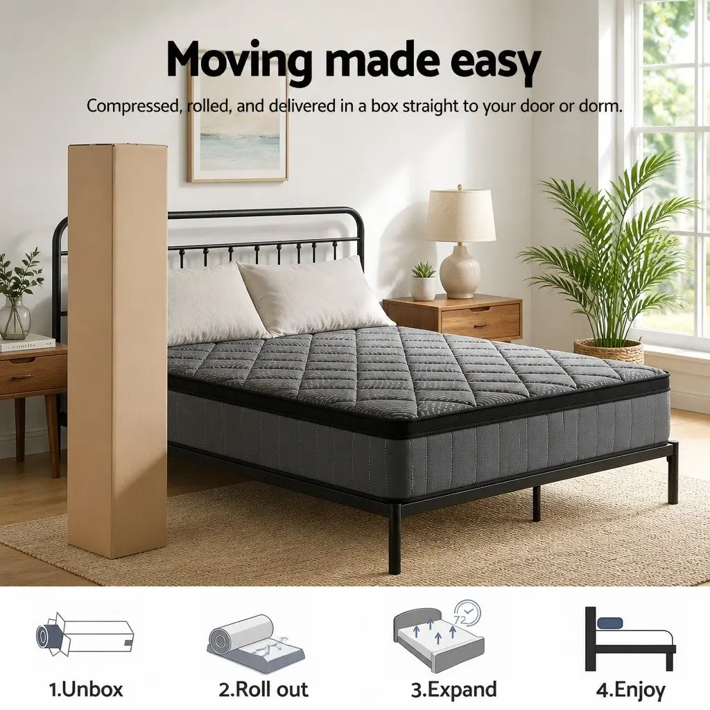 Double Mattress 25cm Pocket Spring Latex Euro Top Medium Firm Support Bed