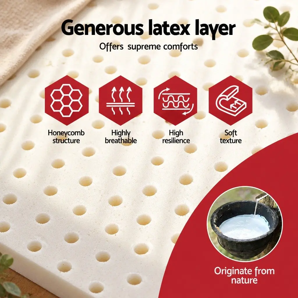 Queen Mattress Pocket Spring Latex Euro Top 25cm Medium Firm Support