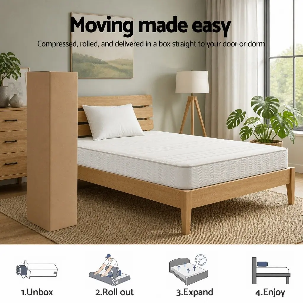 King Single Mattress 20cm Egg-Crate Foam Pocket Spring Tight Top Medium-Firm