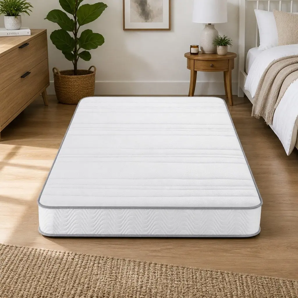 Single Mattress Medium Firm 90cm x 190cm Pocket Spring Egg-Crate Foam White Tight Top