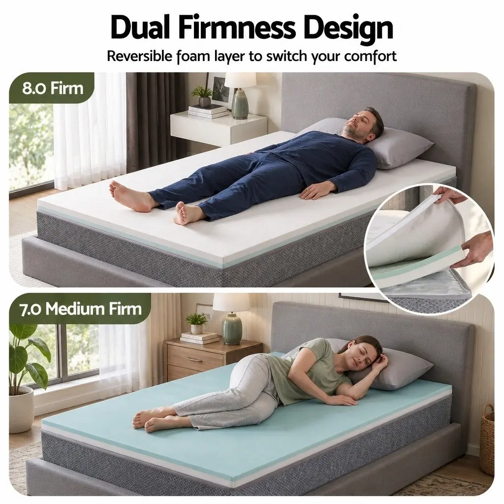 King Single Mattress Pocket Spring 23cm Reversible Foam Medium Firm Firm