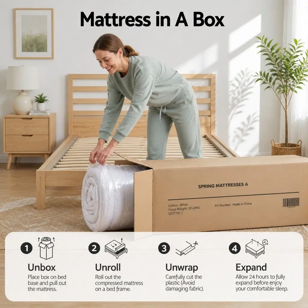 King Single Mattress Pocket Spring 23cm Reversible Foam Medium Firm Firm
