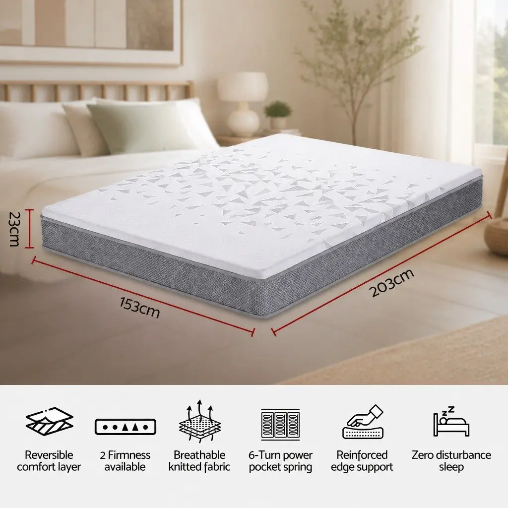 Queen Mattress Reversible Foam Dual Firmness Pocket Spring 23cm