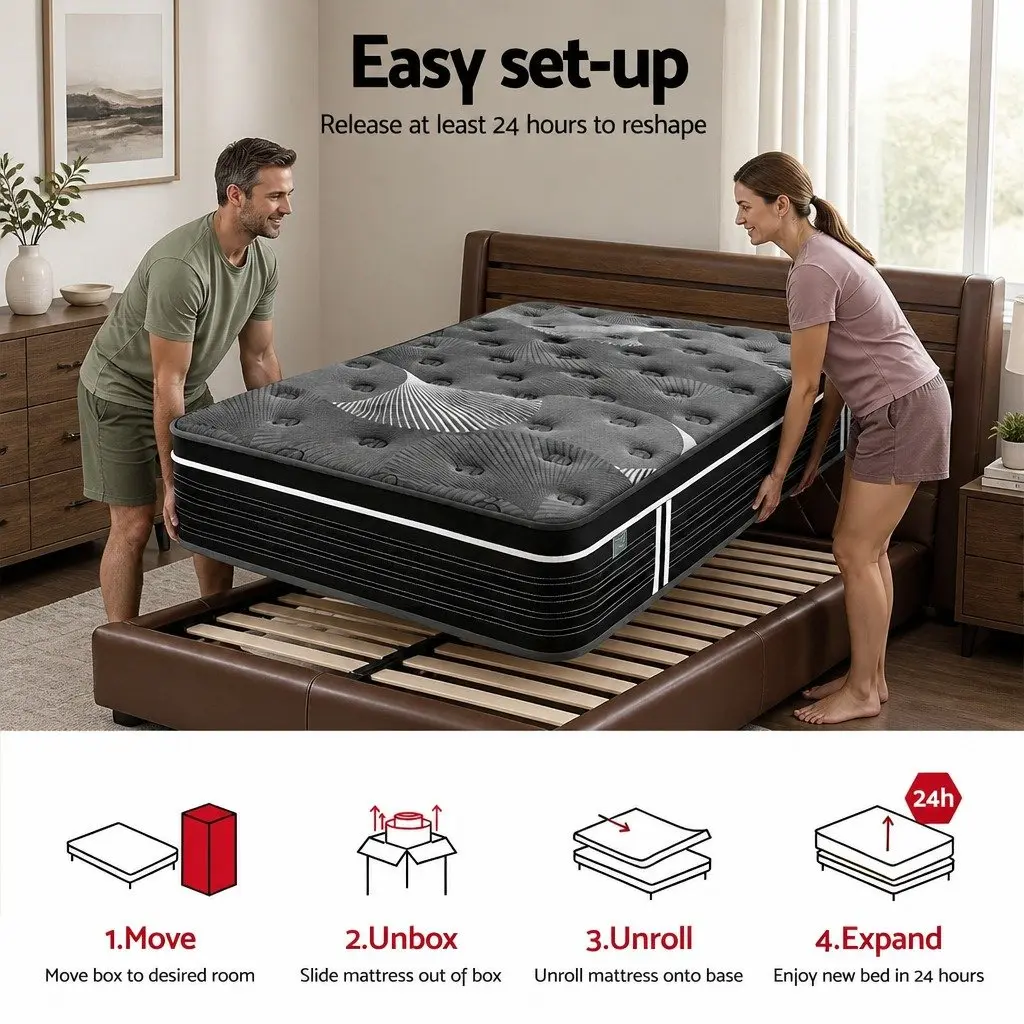 King Single Mattress Graphene Memory Foam 35cm Euro Top Medium Firm