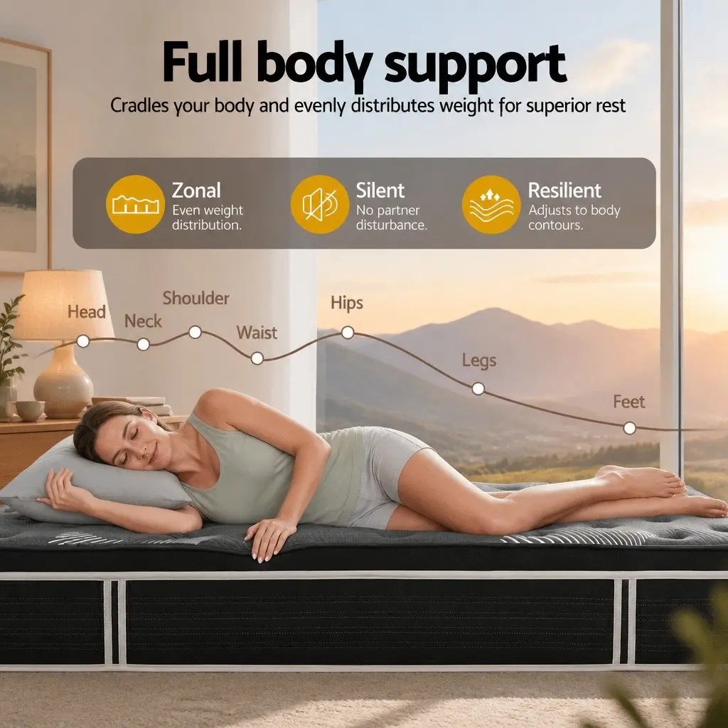 King Single Mattress Graphene Memory Foam 35cm Euro Top Medium Firm