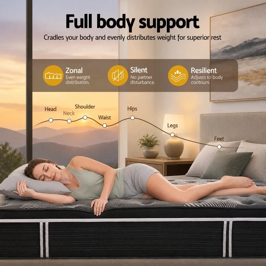 Queen Mattress 35cm Euro Top Medium Firm Pocket Spring Cooling Memory Foam Bed