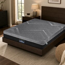 Queen Mattress 26cm Firm Pocket Spring Dual Edge Support Dark Grey Breathable