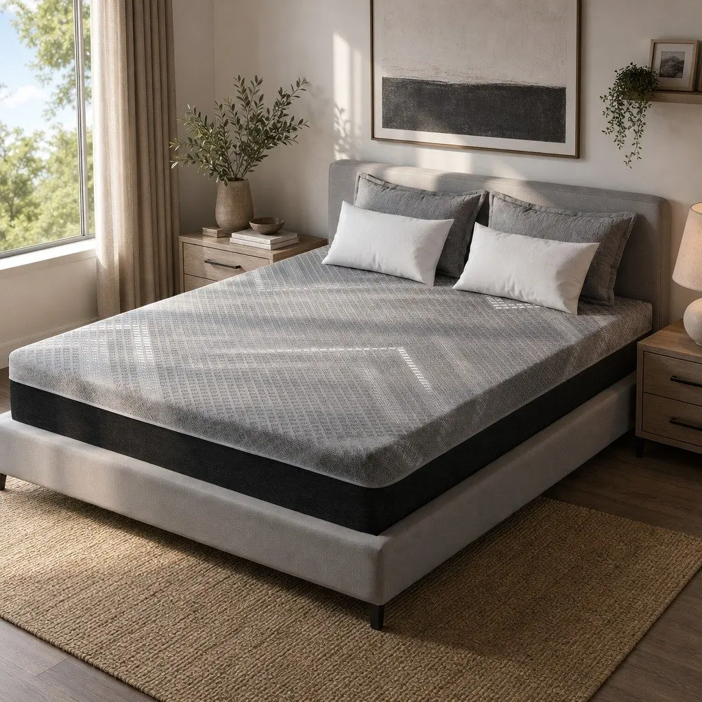 Queen Mattress Firm Pocket Spring 26cm Dual Edge Support Dark Grey Breathable