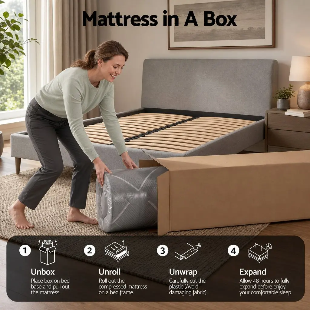 Queen Mattress Firm Pocket Spring 26cm Dual Edge Support Dark Grey Breathable