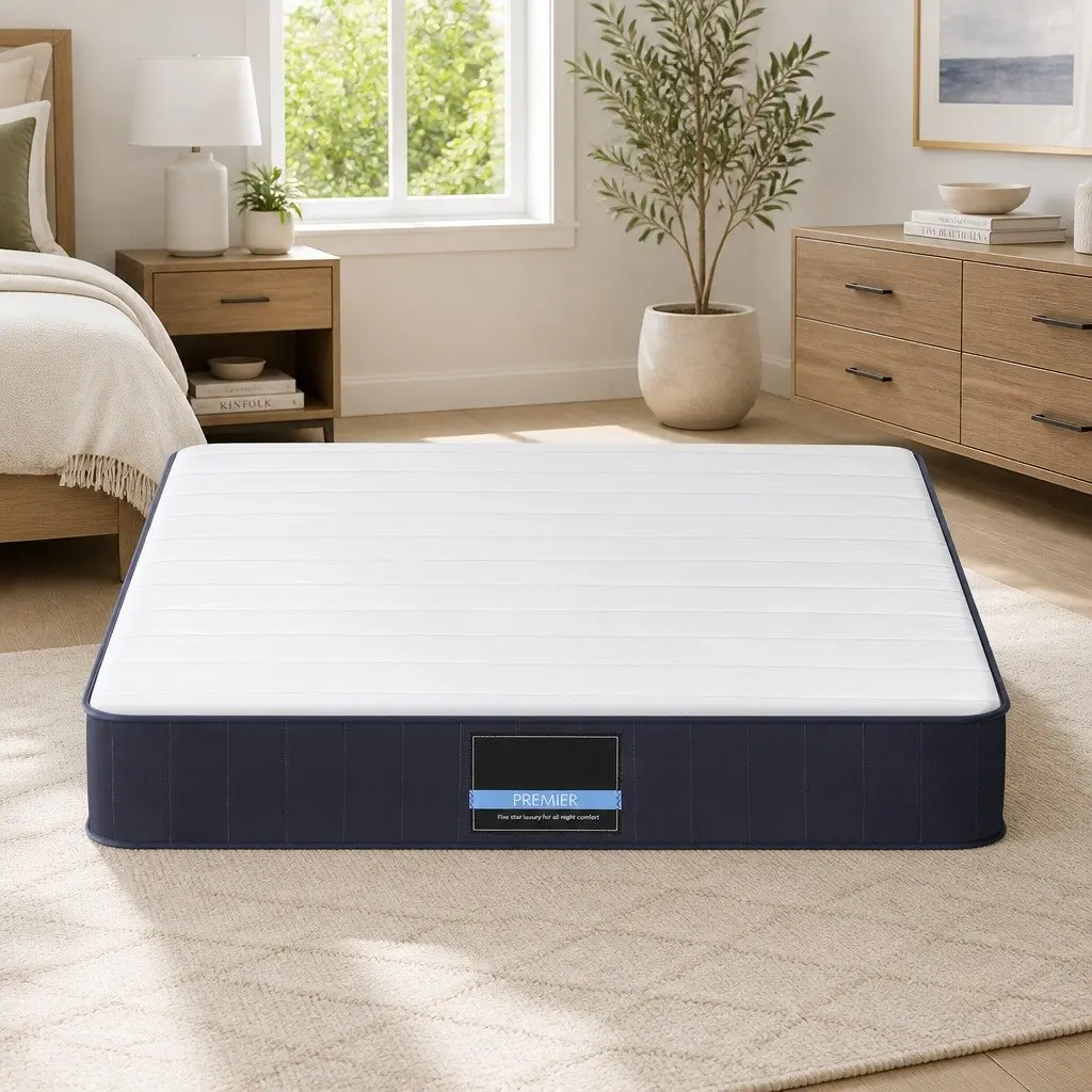 Double Mattress 20cm Pocket Spring Tight Top Firm Support White Grey