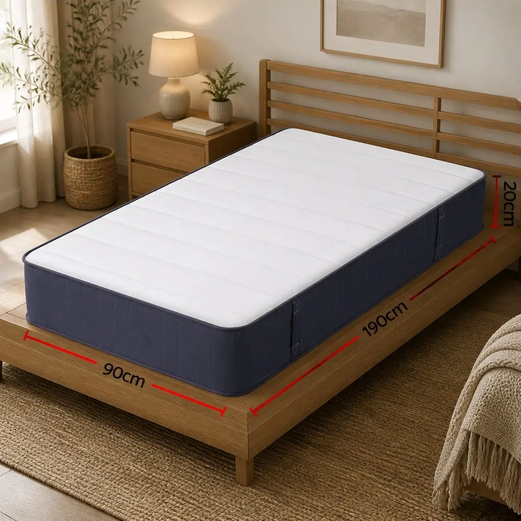 Single Mattress 20cm Pocket Spring Tight Top Firm Support Breathable Knitted