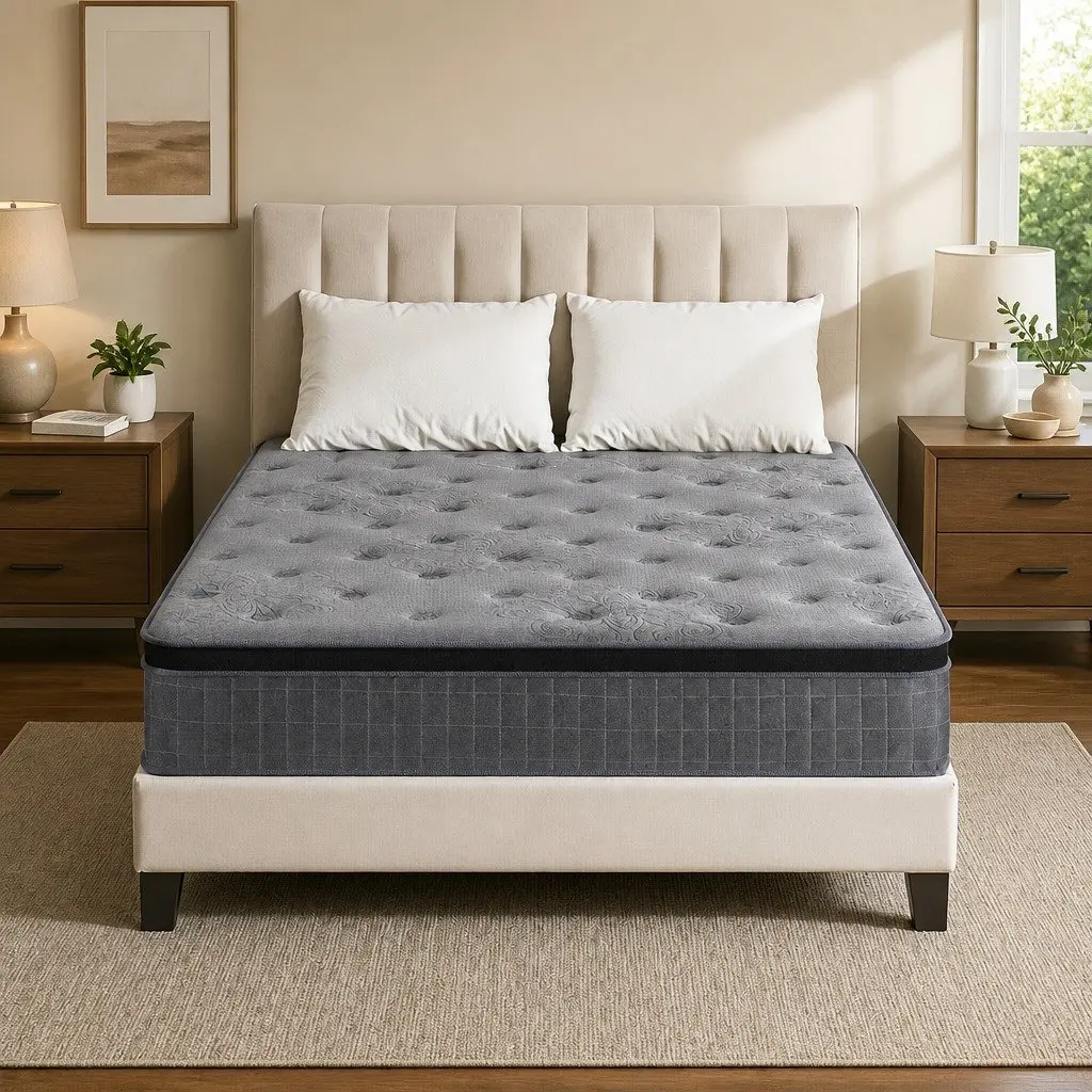 Double Mattress 26cm Euro Top Latex Foam Medium Firm Pocket Spring Bed