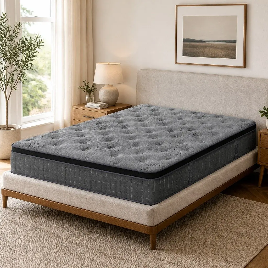 Double Mattress 26cm Euro Top Latex Foam Medium Firm Pocket Spring Bed