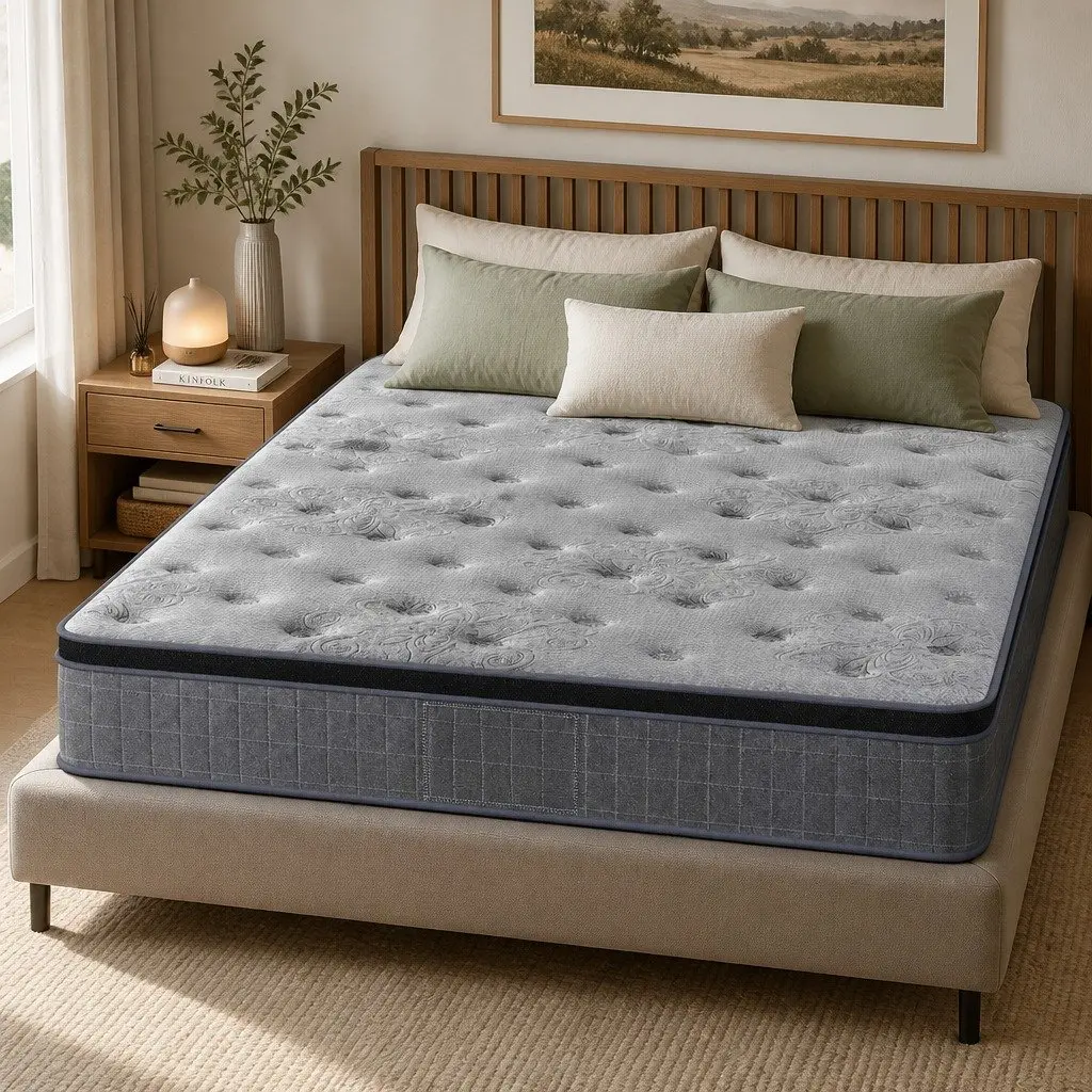 King Size Mattress Euro Top 26cm Natural Latex Foam Medium-Firm Pocket Spring Bed