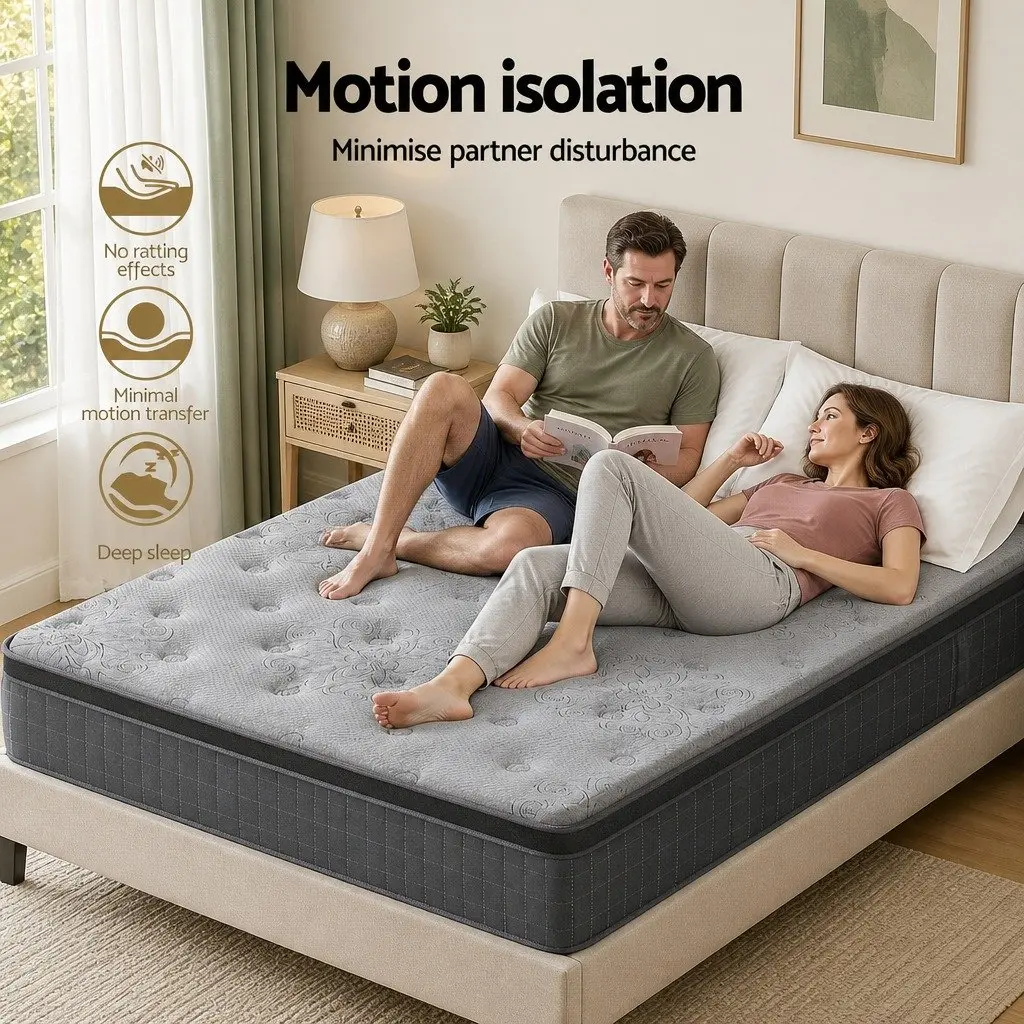 King Size Mattress Euro Top 26cm Natural Latex Foam Medium-Firm Pocket Spring Bed