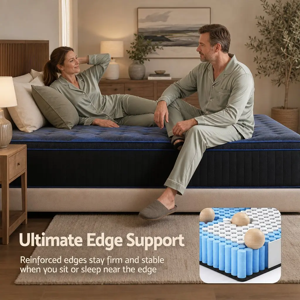 King Single Hybrid Mattress Cooling Gel Memory Foam Pocket Spring Support 34cm