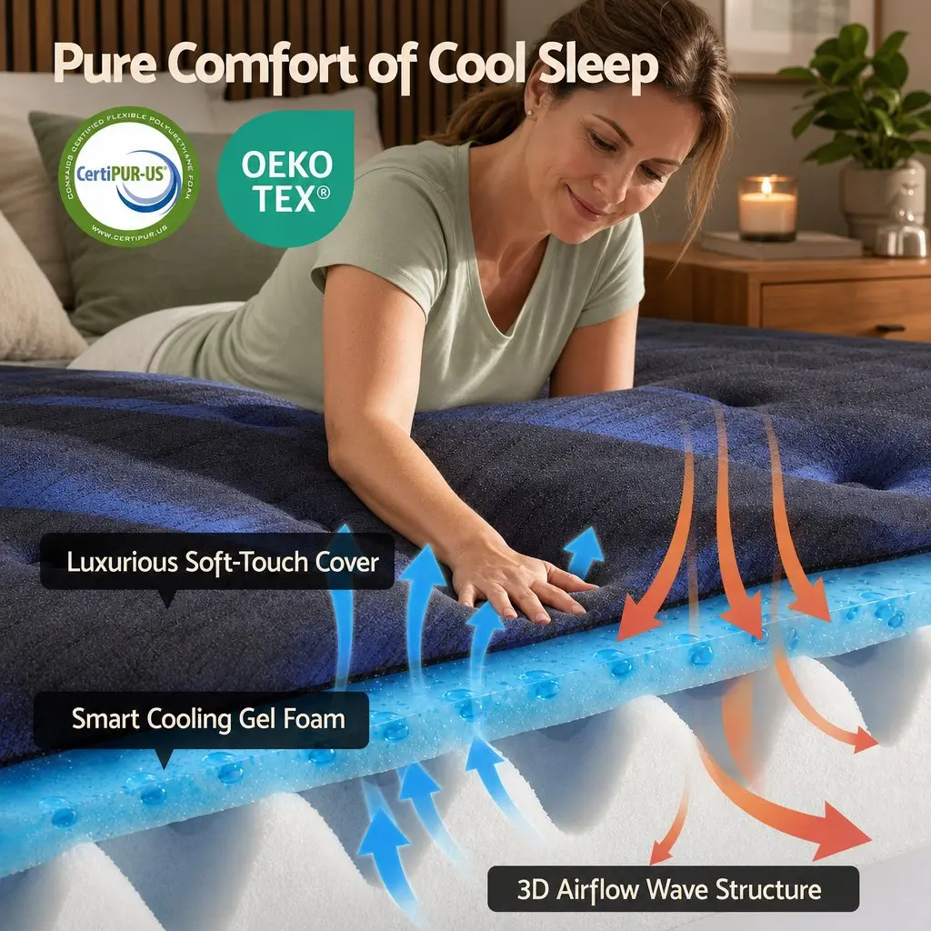 Single Hybrid Mattress 34cm Cooling Gel Memory Foam Pocket Spring Medium Firm