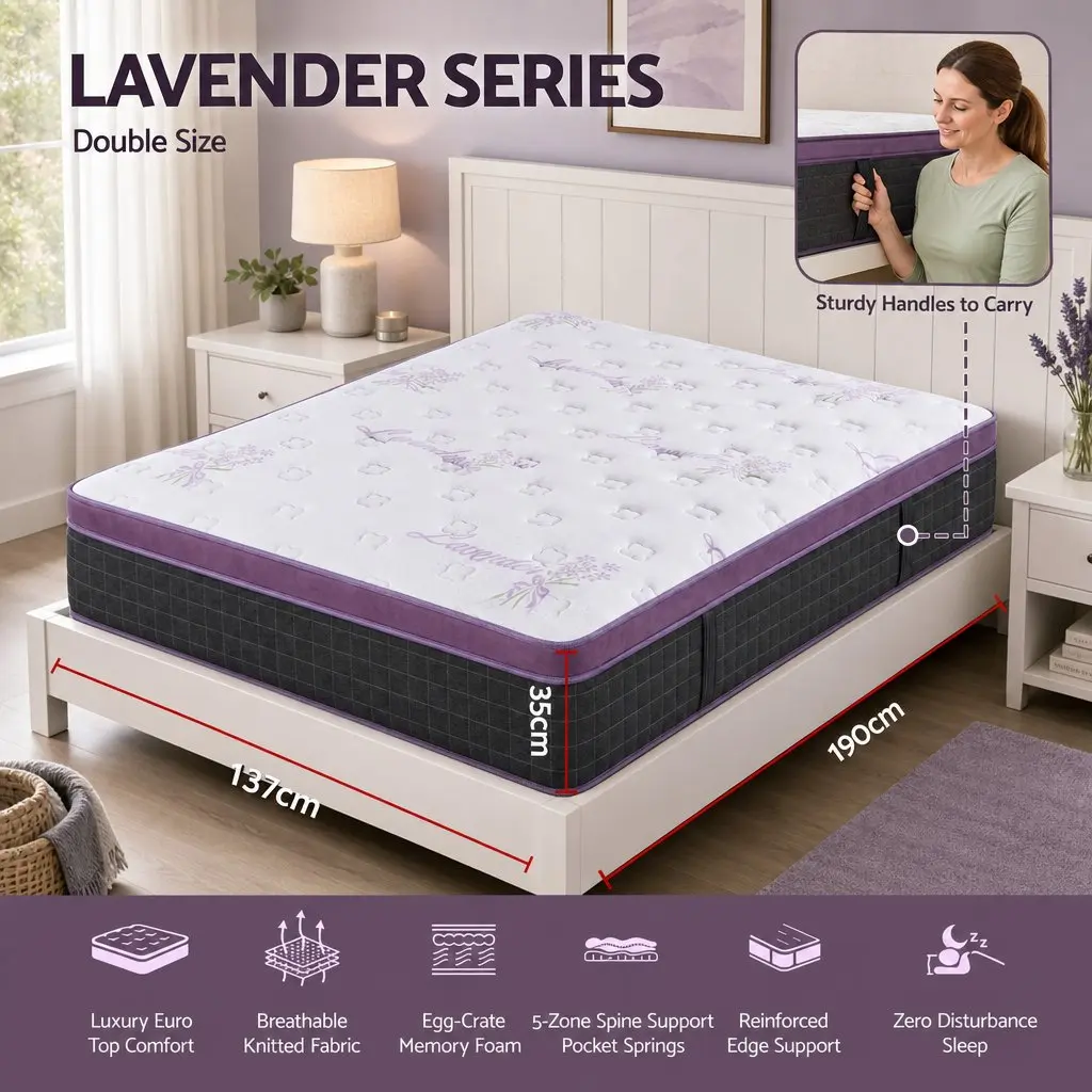Double Mattress Firm Euro Top 35cm Pocket Spring Edge Support