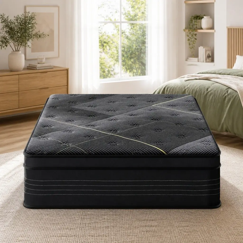 King Single Mattress Hybrid 35cm Pocket Spring Bamboo Charcoal Foam Medium Firm