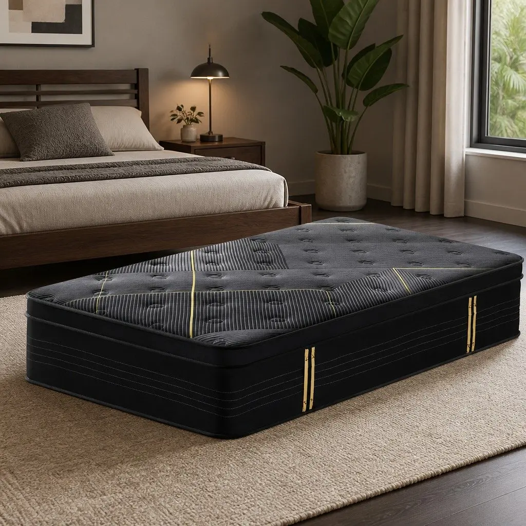 King Single Mattress Hybrid 35cm Pocket Spring Bamboo Charcoal Foam Medium Firm