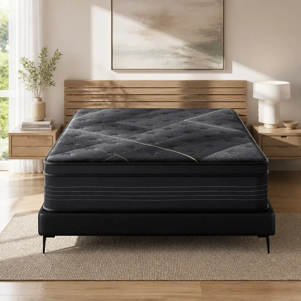 Double Mattress Hybrid Pocket Spring Bamboo Charcoal Foam 35cm Medium Firm Euro
