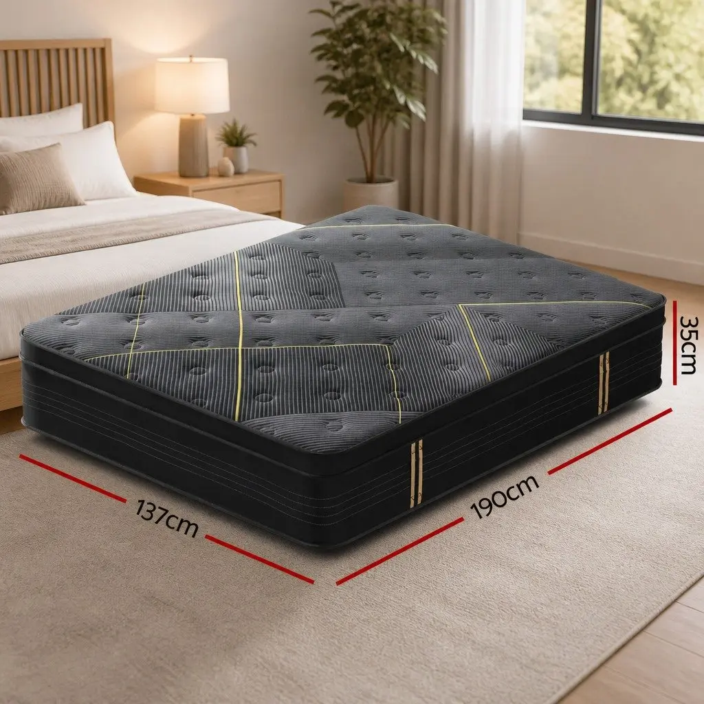 Double Mattress Hybrid Pocket Spring Bamboo Charcoal Foam 35cm Medium Firm Euro