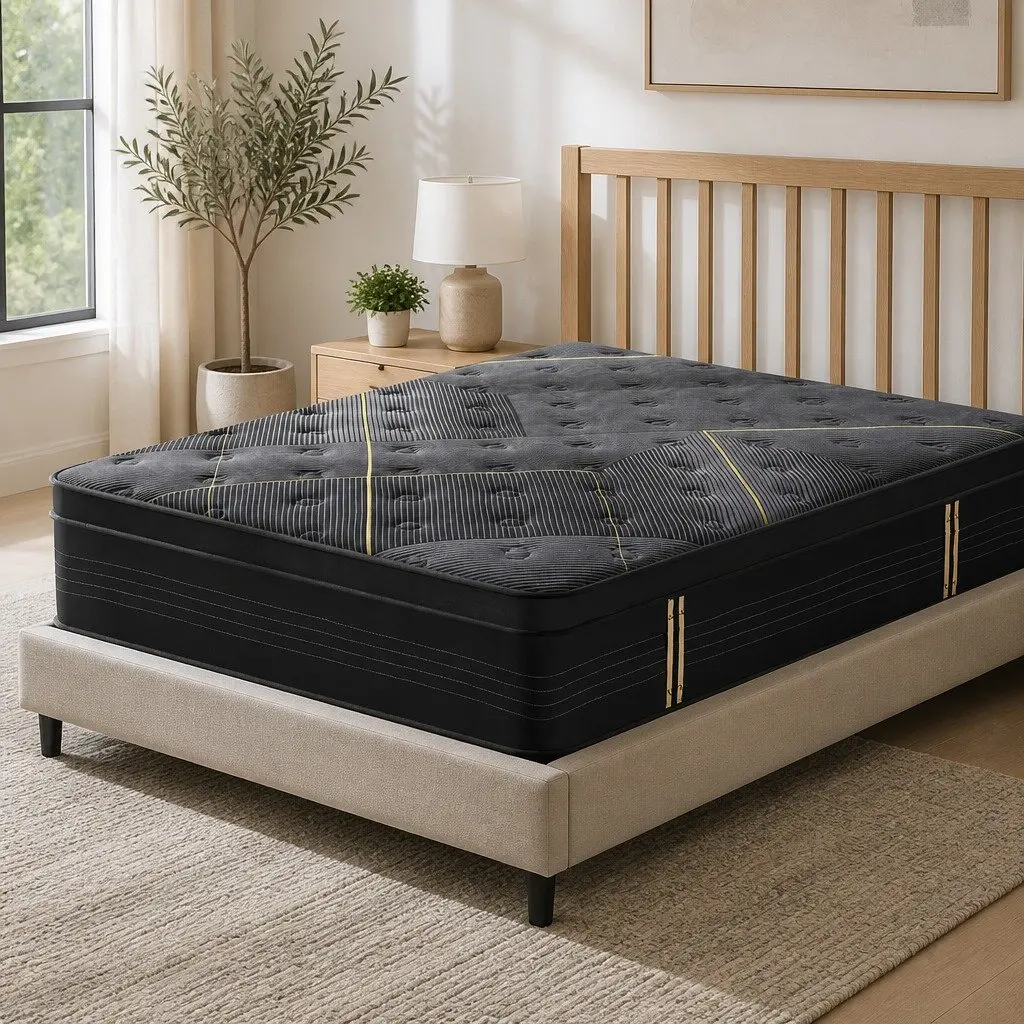 Double Mattress Hybrid Pocket Spring Bamboo Charcoal Foam 35cm Medium Firm Euro