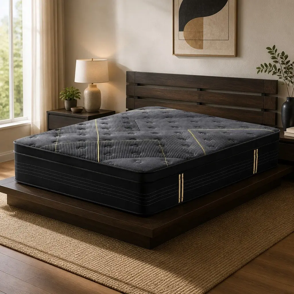 King Size Mattress Hybrid Pocket Spring Bamboo Charcoal Foam 35cm Euro Top