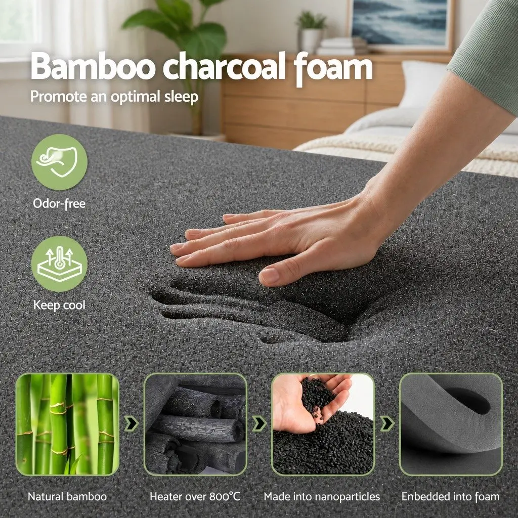King Size Mattress Hybrid Pocket Spring Bamboo Charcoal Foam 35cm Euro Top