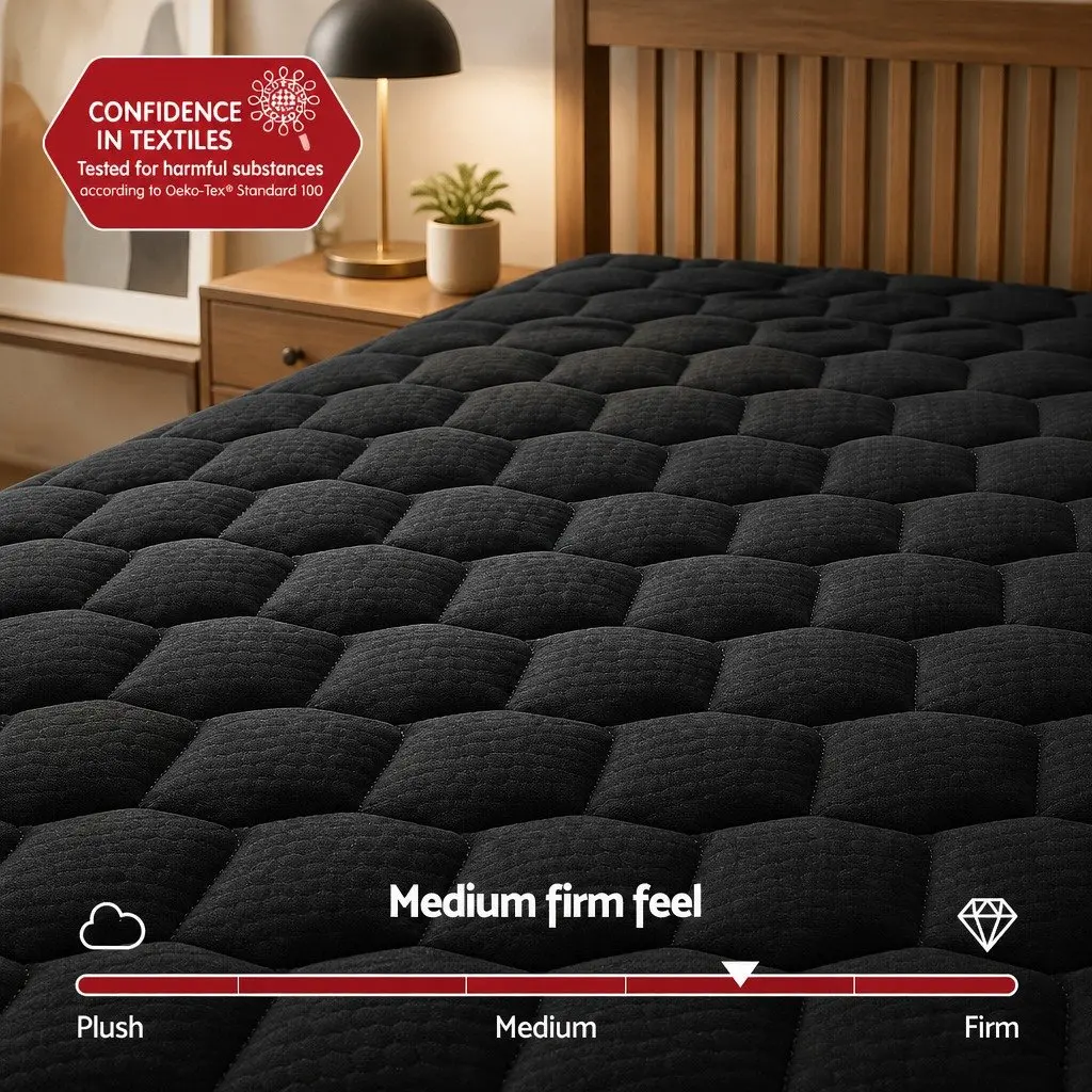 King Single Mattress 34cm Euro Top 5-Zone Pocket Spring Black Medium Firm