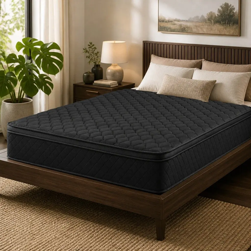 King Size Mattress 34cm Euro Top 5-Zone Pocket Spring Medium Firm Black Bed