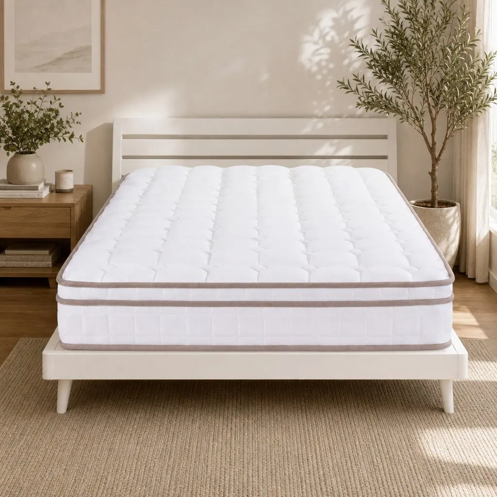King Single Mattress Pocket Spring Firm Support 20cm White for Bedroom and Guest Room