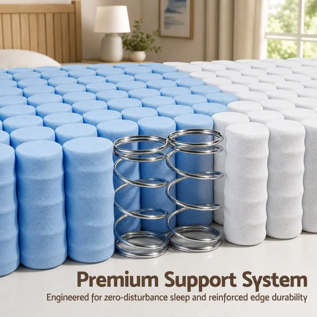 King Single Mattress Pocket Spring Firm Support 20cm White for Bedroom and Guest Room