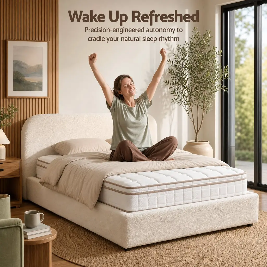 King Single Mattress Pocket Spring Firm Support 20cm White for Bedroom and Guest Room