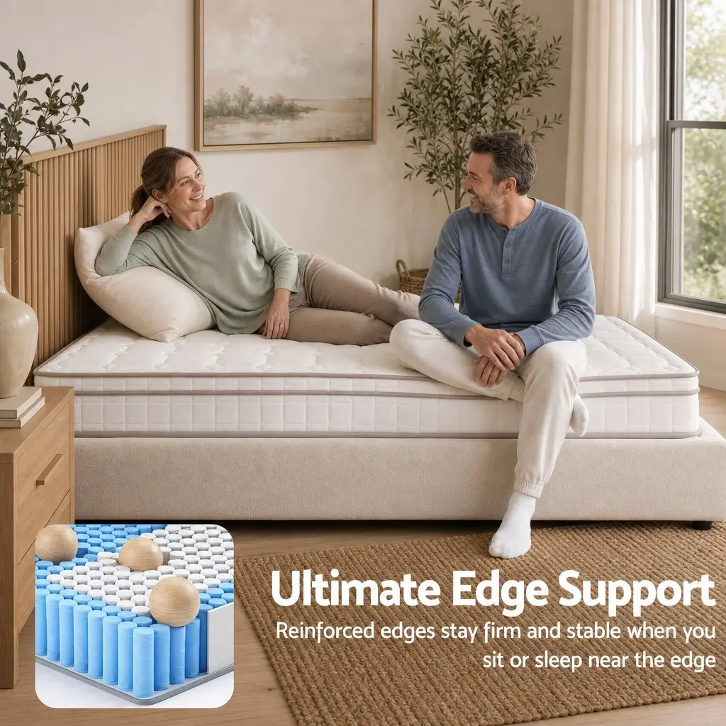 King Single Mattress Pocket Spring Firm Support 20cm White for Bedroom and Guest Room