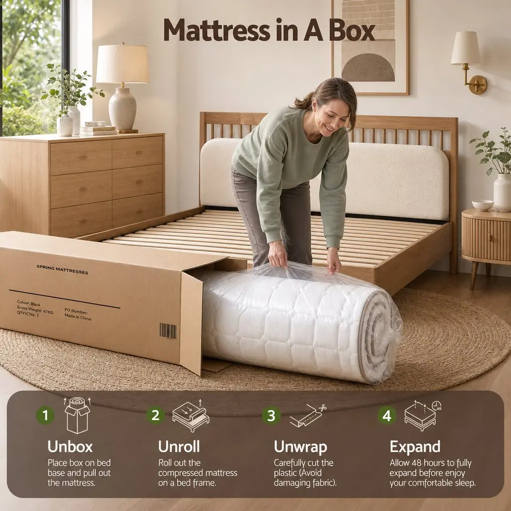 King Single Mattress Pocket Spring Firm Support 20cm White for Bedroom and Guest Room