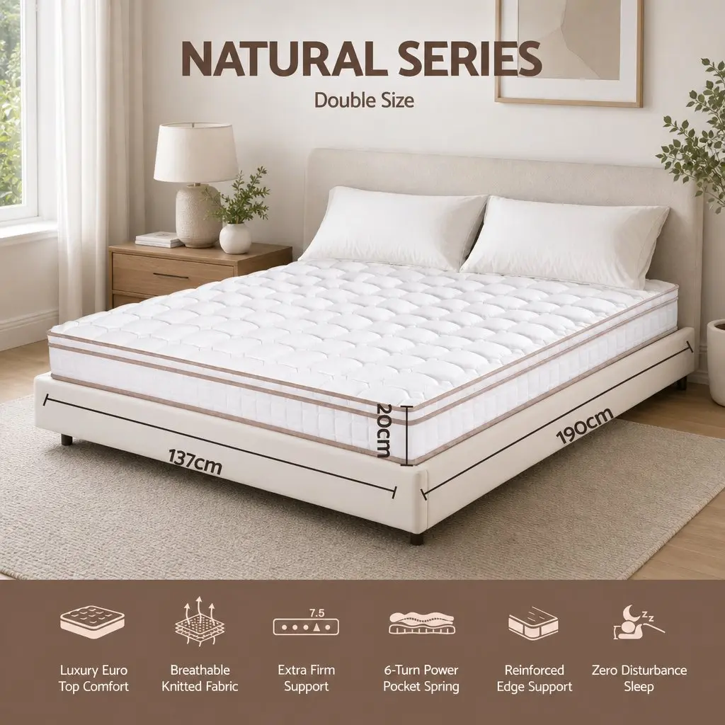 Double Mattress Firm Pocket Spring 20cm Breathable Support